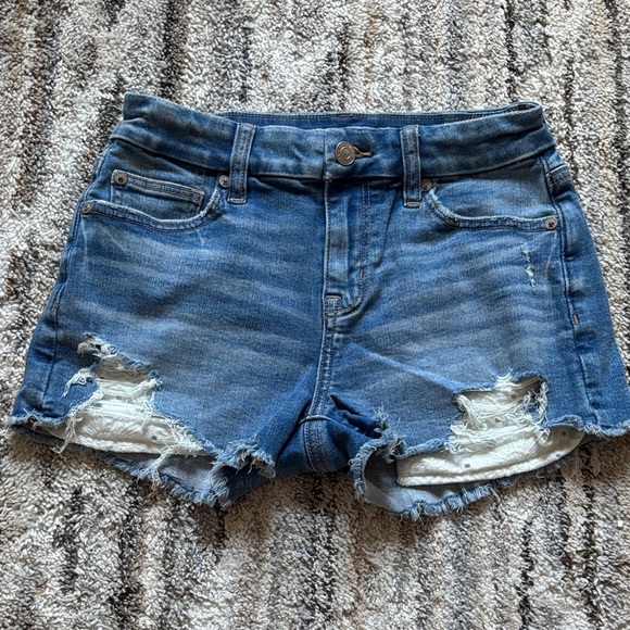 American Eagle Outfitters Pants - American Eagle distressed denim shorts with lace pockets